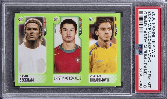 2006 Panini FIFA World Cup Germany Candy Album Panel Beckham/Ronaldo/Ibrahimovic - PSA GEM MT 10